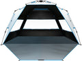 OutdoorMaster Beach Tent with Blackout Shelter Technology Portable Sun Shade Shelter 4 Person Pop Up Beach Tents with UPF 50+ UV Protection 9.5mm Thick Pole 3 Ventilating Mesh Windows