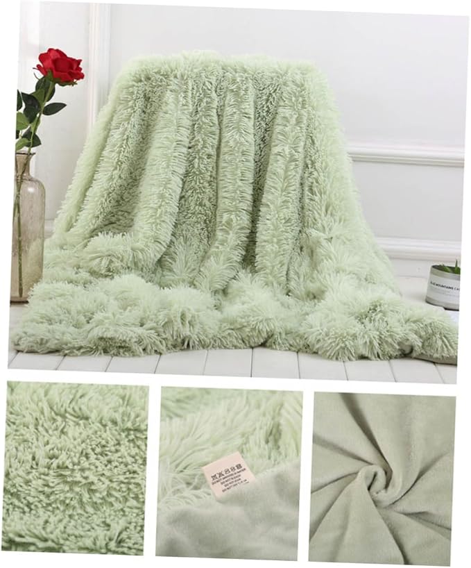 Mobestech Plush Throw Blanket Soft Solid Color Fleece Blanket Mint Green for Cozy Home Use Lightweight and Warm for Winter Camping and
