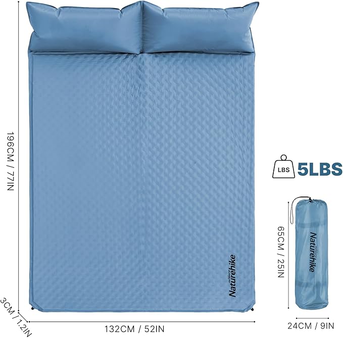 Naturehike Camping Sleeping Pad with Quick-Inflating Ultralight Memory Foam Sleeping Mat for Camping Backpacking Hiking Traveling Tent Blue