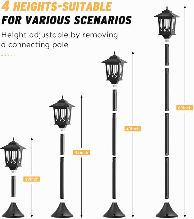 63 Solar Lamp Post Light 2 Pack Solar Light Posts for Outside Waterproof Outdoor Lamps for Patio Backyard Front Porch Decor Warm White Replaceable Bulb