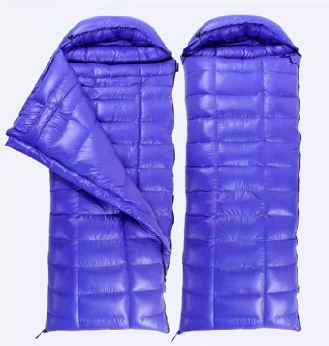 Filling 800g White Goose Down Winter Sleeping Bag Envelope Sleeping Bag with Removable Cap(Blue)