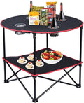 LEADALLWAY Camping Table Folding Picnic Table with 4 Cup Holders and Carrying Bags Collapsible Canvas Portable Tables Folding for BBQ Outdoor Fishing | 4 Cup Holders Carrying Bags Collapsible BBQ