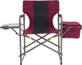 Director Camping Chair - 400lbs Heavy Duty with Cooler Bag &amp Foldable Side Tray Portable Outdoor Lawn Chair for Backyard/Fishing/Beach (Wine Red)