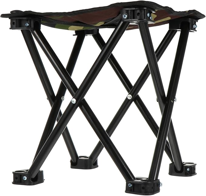 Mipcase Portable Folding Fishing Stool Outdoor Camping Chair with Camouflage Pattern Lightweight Foldable Seat for Hiking Fishing and Travel Random Color