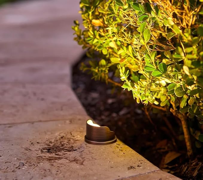 VOLT 12V 1W 2700K Warm White IP67 Watertight 116 Lumen Solid Brass BuddyPro LED Puck Light (Shielded) for Deck Step or Hardscape Outdoor Lighting