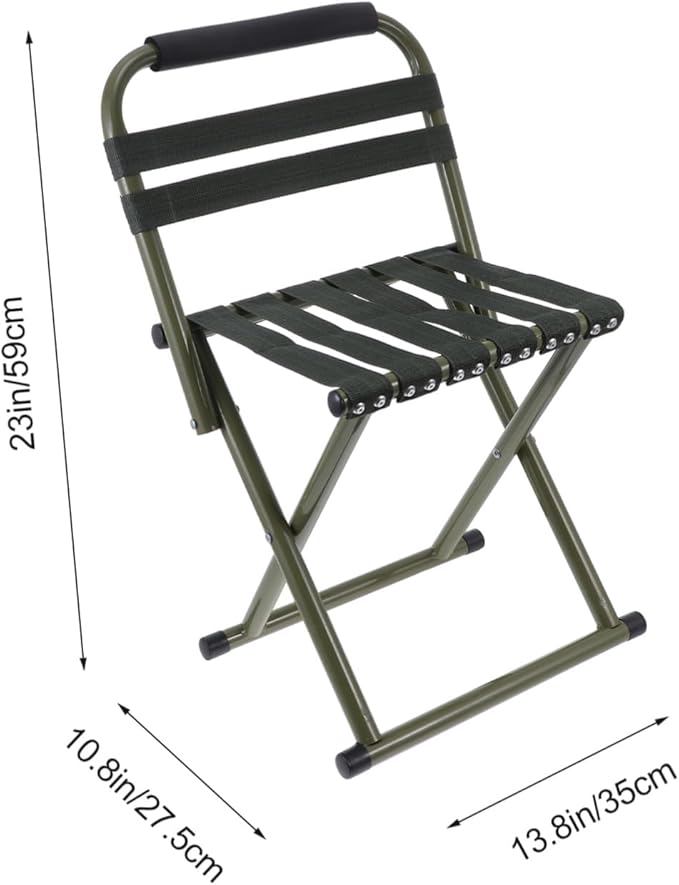 VANZACK 1pc Portable Folding Fishing Chair Lightweight and Outdoor Stool for Camping Hiking and Beach Activities Non- Design and Support Green