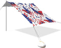 American Flag with Butterflies Beach Tent Sun Shelter 9.2' x 10.5' Beach Canopy with 4 Sandbags 4 Stability Poles Sand Shovels - Tent Canopy for Beach Camping Fishing Picnics