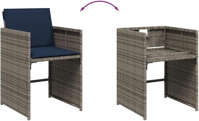 Patio Chairs with Cushions 4 pcs Gray Poly Rattan Outdoor Furniture Comfortable Seating Durable Garden Chairs with Removable Cushions for Patio Garden Lawn and Backyard