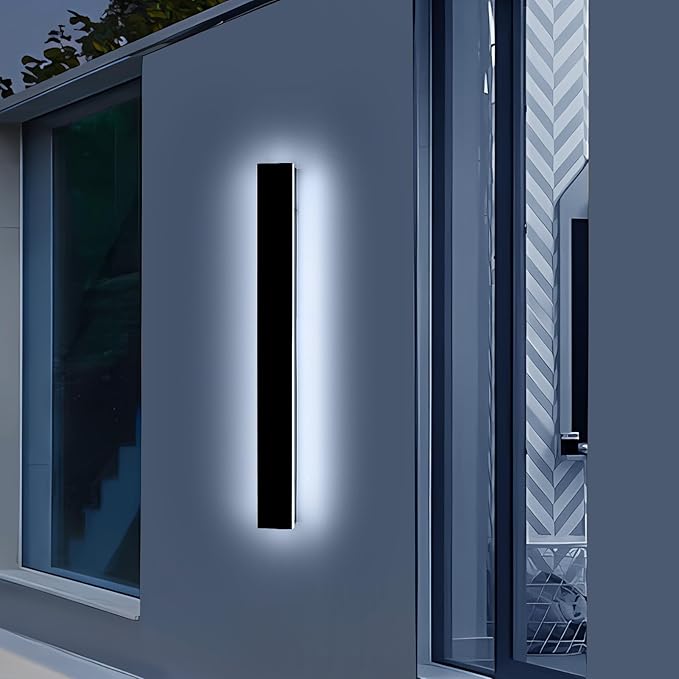 47.2inch Long Outdoor Wall Light Fixture Garage Modern Wall Sconces 6000K Cold White IP65 Waterproof White Acrylic 42W Minimalist House Exterior Lighting for Patio Porch Garden Fence