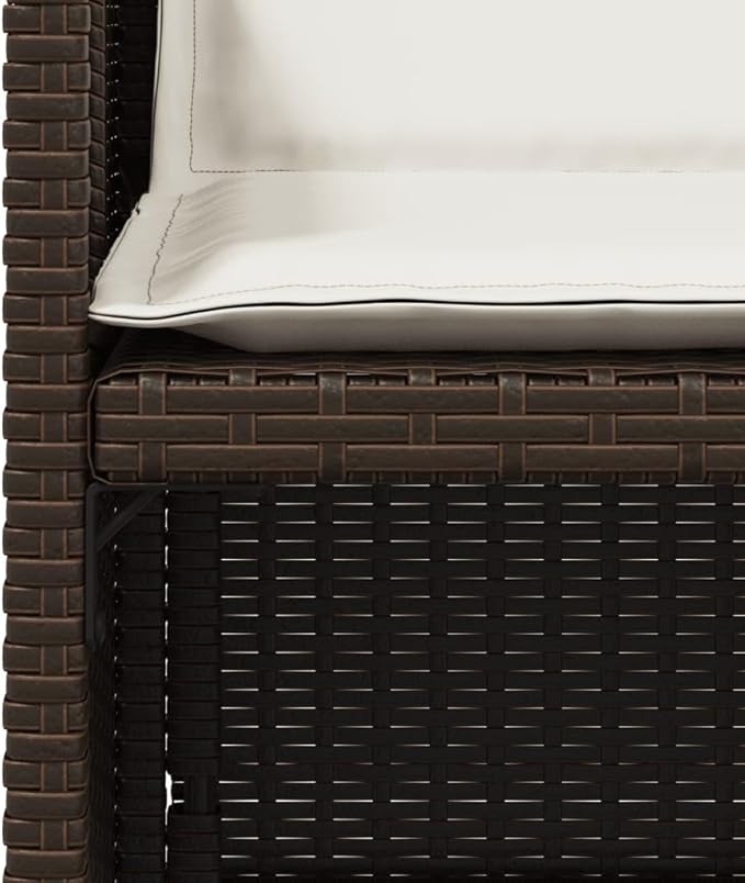 Patio Chairs with Cushions Set of 4 Brown Poly Rattan Outdoor Lounge Chairs Comfortable Garden Chairs with Foldable Backrest and Removable Cushions for Patio Furniture Lawn and Garden Use