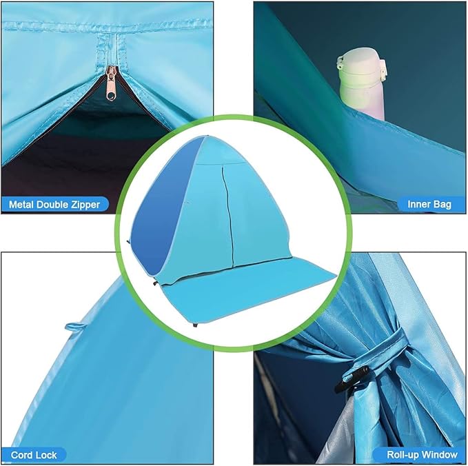 UPF 50+ Pop Up Beach Tent Sun Shelter Portable Anti UV Sun Shade Shelter for 1~3 Person Outdoor Activities Camping Fishing Hiking Picnic Touring