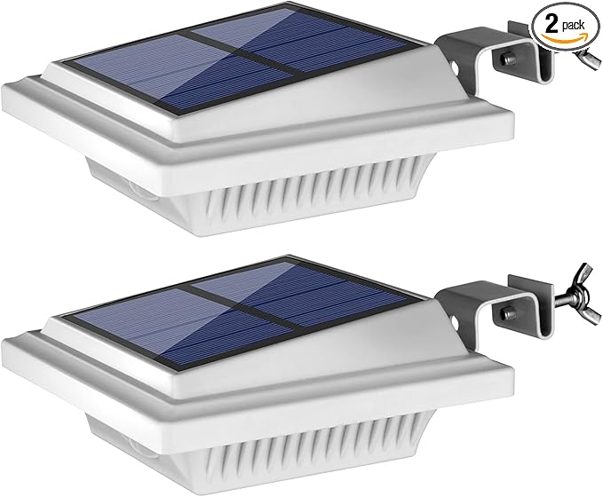 UniqueFire Outdoor Solar Fence Lights - 40 LED Outdoor Security Lights for Eaves Garden Landscape &amp Walkway (2PCS Cool White Waterproof)