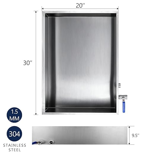 Marada Maple Syrup Evaporator Pan with Dual Interface Steam Table Pan304 Stainless Jam Food Chafing for Home Outdoor Cooking (30L x 20W x 9.5H)