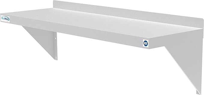 KoolMore NSF Stainless Steel Wall Mount Shelf - Industrial Grade Metal Shelf for Commercial Restaurant Kitchens 12 x 36