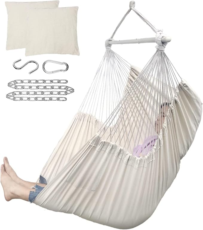 ADVOKAIR Hammock Chair Large 70.9x47.2 32% Bigger XXL Hanging Swing Chair with 500lbs Capacity Heavy Duty Steel Spreader Bar Extra Roomy Comfort for Adult Indoor Outdoor Bedroom Patio