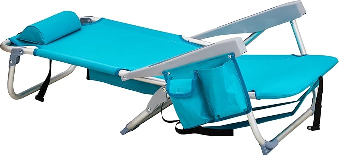 Backpack Beach Chairs for AdultsFolding Heavy Duty Camping Chair with Large Pockets and Cup HolderBeach Lounge Chairs with Towel Rack for OutdoorTravel (Blue)