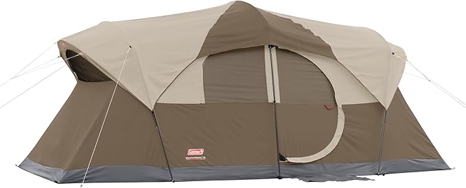 Coleman WeatherMaster 10-Person Camping Tent with Rainfly &amp Room Divider Spacious Weatherproof Family Tent with Carry Bag