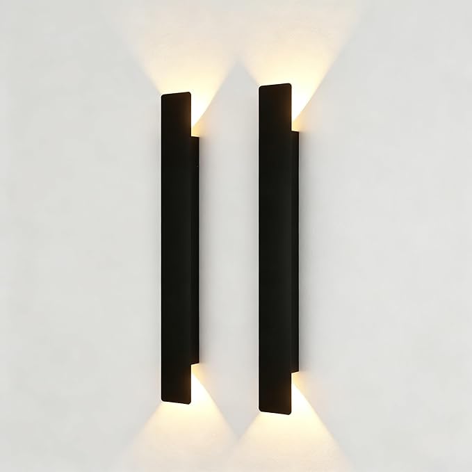 2 Pack Outdoor Wall Sconce 23.6 Inch 24W LED Exterior Light 3000K Warm White Weatherproof Aluminum 110V-240V Vertical &amp Horizontal Mount for Porch Patio Entryway