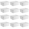 12-Pack Polypropylene Bus Tub with Cover Durable Bus Box for Professional Food Service Use Plastic Restaurant Tub Commercial Tote Box for Food Service or Transporting (20 x 15 x 7) White
