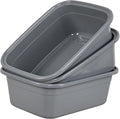3 Pack 18 Quart Plastic Dish Pan Large Rectangular Wash Basin Grey