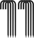 Black Metal Stakes 8 Set J Hook Extra Heavy Duty Rebar Stake【12 inch Long Enough】 Rust Proof Coated Steel Ground Stakes Ground Anchors Garden Stake Metal Stakes Tent Stakes Trampoline Anchors