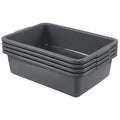4 Packs 35 L Large Plastic Commercial Bus Tub Utility Bus Box Gray