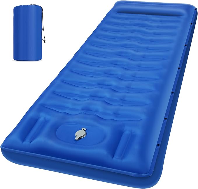 Sleeping Pad Ultralight Thicken Inflatable Sleeping Pad for Camping Built-in Pump Great for Camping Hiking Carry Bag Repair Kit Compact &amp Lightweight Air Mattress(Blue)