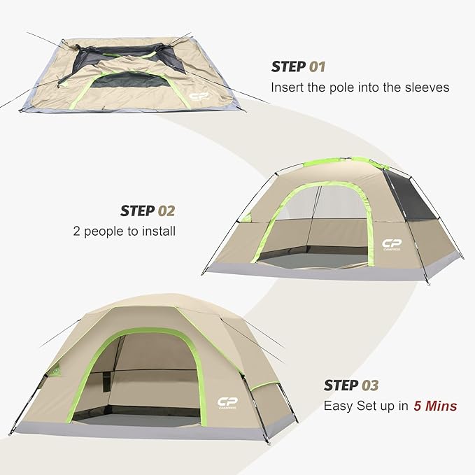 Tents for Camping 4 Person Tent Waterproof Windproof Double Layer Camping Tent Easy Setup Dome Tent with Large Mesh Windows &amp Wider Door for Outdoor Camping &amp Hiking