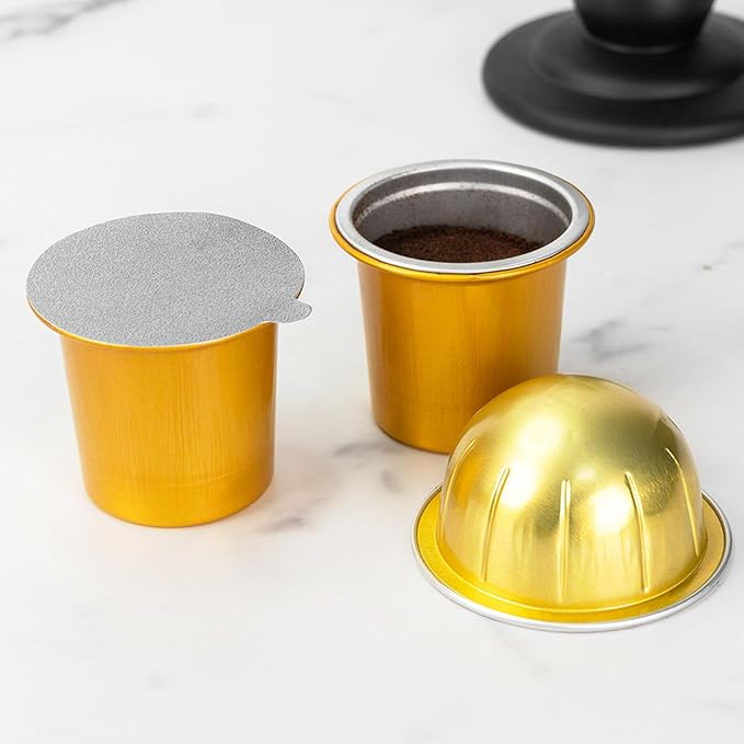 200PCS 54.5mm Aluminum Foil Pods Covers Refillable Coffee Pod Lids Reusable Capsule Seals with Food Grade Material for Home Kitchen Coffee Shop Office Camping Picnic