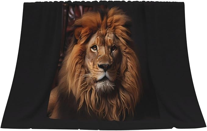 The Lion's Gaze Blanket.Super Soft Flannel Blanket 80x60 inches 100% Polyester for Warmth Perfect for beds Sofas and Camping.