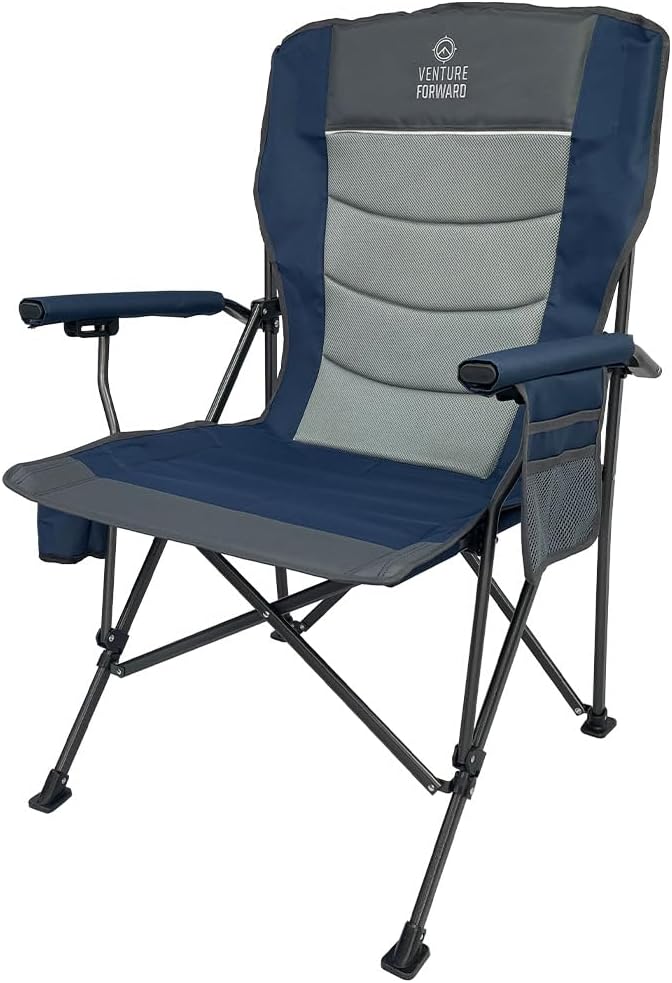 Heavy Duty Oversized Camping Chair - Supports up to 400 lbs - Perfect for Camping Lawn and Outdoor Activities - Folds Compactly into Included Carry Bag