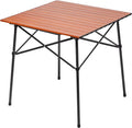Portal Lightweight Aluminum Folding Square Table Roll Up Top 4 People Compact Table with Carry Bag for Camping Picnic Backyards BBQ Brown