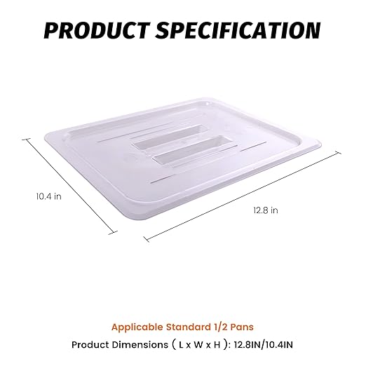 6-Pcs Food Pan Lid Half Size Clear Polycarbonate Hotel Pan Cover with handle