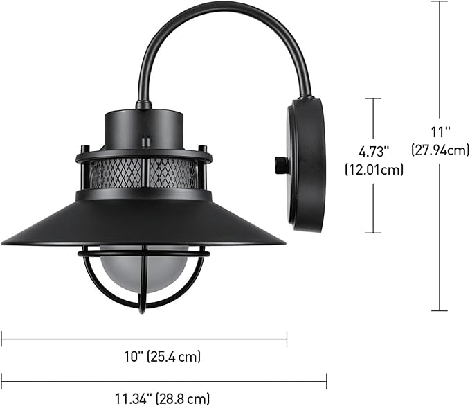 GLOBE Electric 44233 Liam 1-Light Outdoor Wall Sconce Matte Black Frosted White Glass Shade