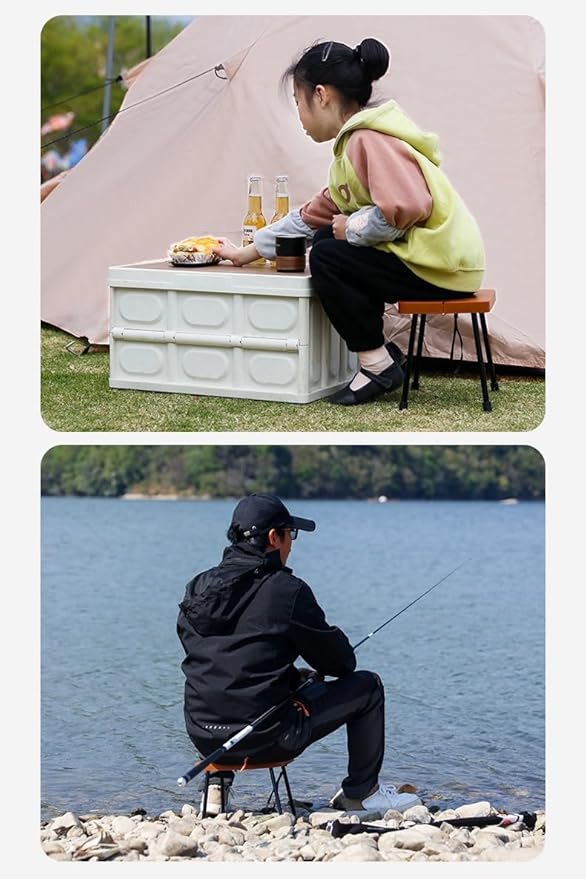 Portable Folding Stool for Camping 330 lbs Load Capacity Lightweight Aluminum &amp PP Quick Setup Compact Design Foldable Outdoor Seat for Hiking Fishing Backpacking (Orange)