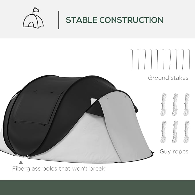 Outsunny Large Camping Tent with 10 Person Floorspace Rain Cover &amp Breathable Mesh Roof Cabin Tent 8 Person Size Big Family Tent Camping Accessory