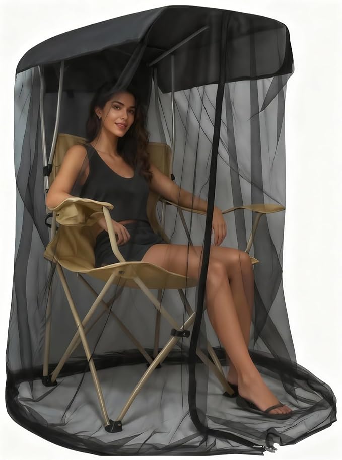 Mosquito Net Cover for Canopy Chair Mesh Tent with Smooth Zipper 35 x 32 x 63 in Canopy Chair Netting Shelter with Waterproof Sunproof Roof for Camping Fishing Outdoor Sitting Excluding Chair