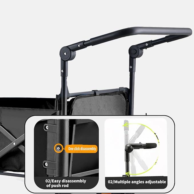 Camping Gear Folding Cart Push Handle Extendable Holder Extendable Holder Easy to Use for Wagons Cart Beach Shopping Cart