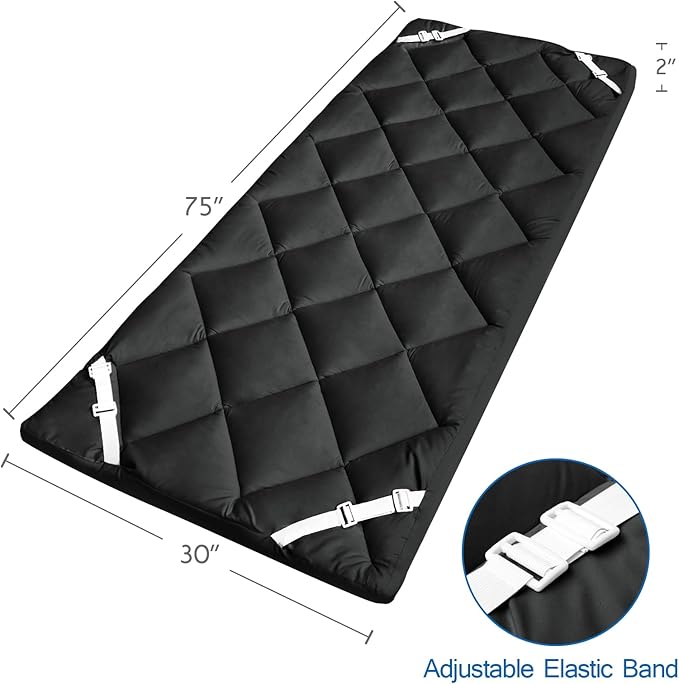 Cot Mattress Pad (Improved Thickness) Quilted Cot Pads for Camping Sleeping Mattress Topper 30 X 75 for Camp/Rv Bunk/Narrow Twin Beds