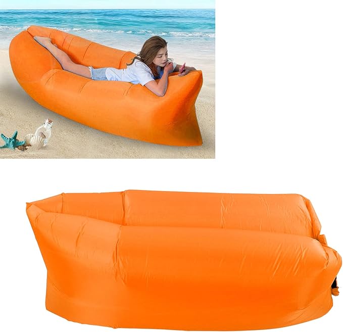 Haofy Inflatable Lounger Air Sofa Foldable Easy Inflation Abrasion Comfortable Inflatable Sofa Portable for Outdoor (Orange) Haofyk3aegwbd1f-13
