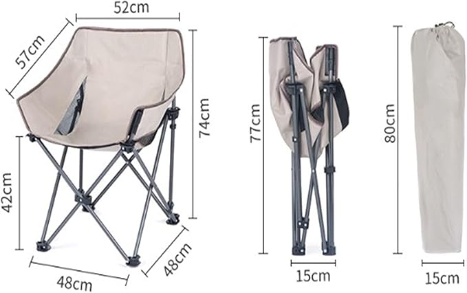 Outdoor Folding Chair Camping Fishing Chair Backrest Moon Chair Black Portable Chair for Camping Expedition Foldable Outdoor seat for Camping Ergonomic Camping Chair Canvas Outdoor Chair for