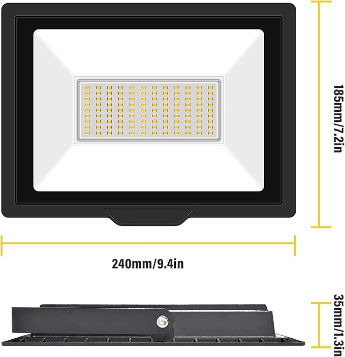 Willpower 2pcs Outdoor LED Floodlights 75W 7500LM LED Security Lights IP66 Waterproof 100V-250V Daylight Warm White 4000K Wall Light for Garden Garage Back Door Yard Lawn Court Patio