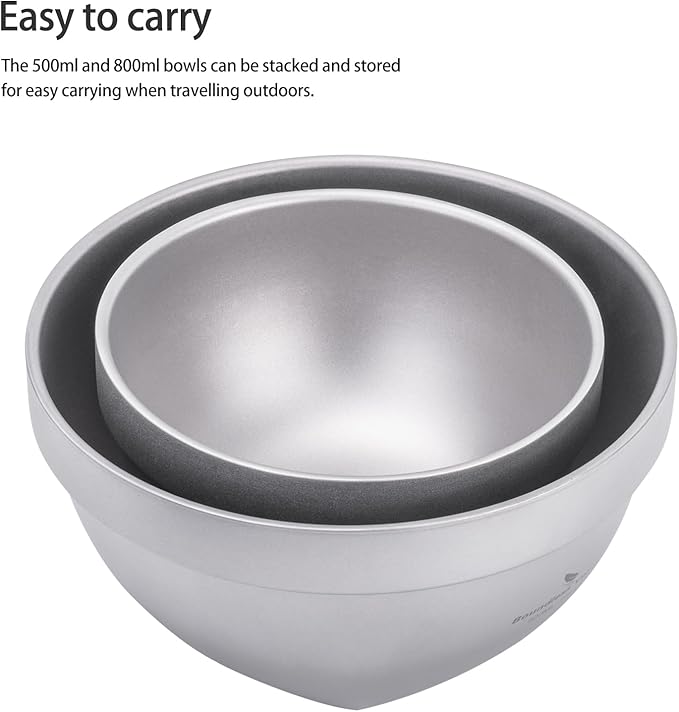 Boundless Voyage Titanium Double Walled Bowl - Ultralight Portable Tableware for Oatmeal Rice Soup Yogurt - Outdoor Camping Metal Bowl (500ml)