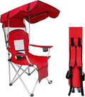 Portable Folding Camping Chair - Lightweight Durable Outdoor Chair for Camping Fishing Beach Lawn and More - Comfortable Folding Chairs for Outside Activities (RED)
