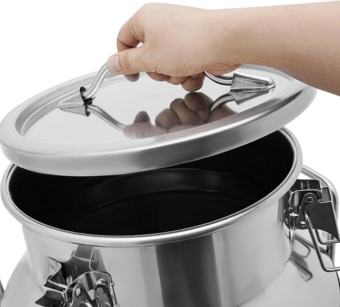 40L Stainless Steel Milk Can Heavy Duty Food Storage &amp Transport Container for Dairy Wine Grains Ideal for Home Farm &amp Commercial Use With a Faucet