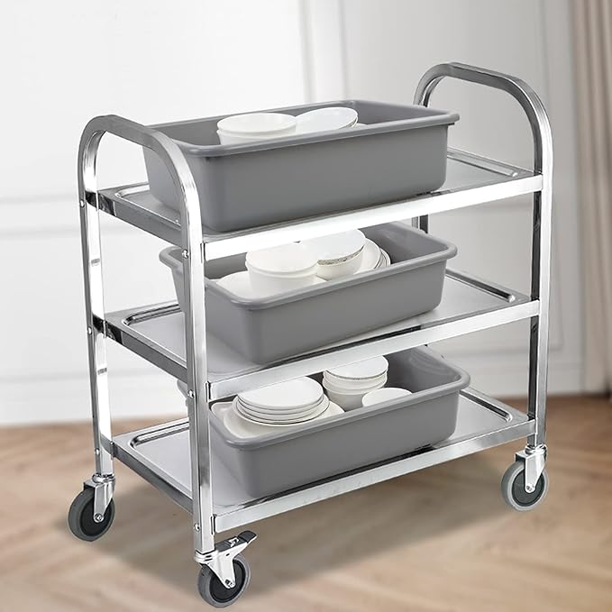 22 L Commercial Tote Box Food Serving Bus Tub 4 Pack Grey