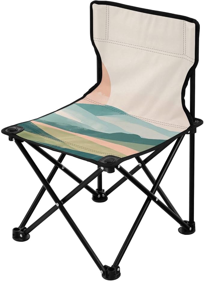 Mountains Portable Camping Chairs Folding Chair - Durable Oxford Fabric Lightweight Iron Frame Easy Fold Design - Ideal for Outdoor Activities Camping Fishing and Travel