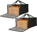 2 Pcs Black Insulated Pizza Delivery Bag 24x24x14 Inch Reusable Pizza Warmer Carrier for Food Delivery Professional &amp Personal Insulated Cooler Box with Secure Handles