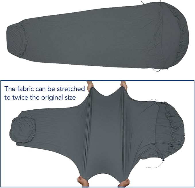 Travel Sheets for Hotel Rayon Derived from Bamboo Stretchy Sleep Sack for Adults Warm Weather/Summer Sleeping Bag Liner for Camping and Travel Rectangular with Pillow Pocket Mummy Cooling Sheets