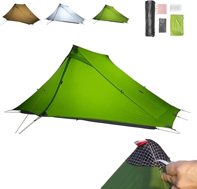 Upgraded 3FULGEAR Lanshan 2 Pro Ultralight 2-Person Tent 3-4 Season Backpacking Tent 20D Double-Sided Silicone Trekking Pole Tent for Camping Hiking and Climbing